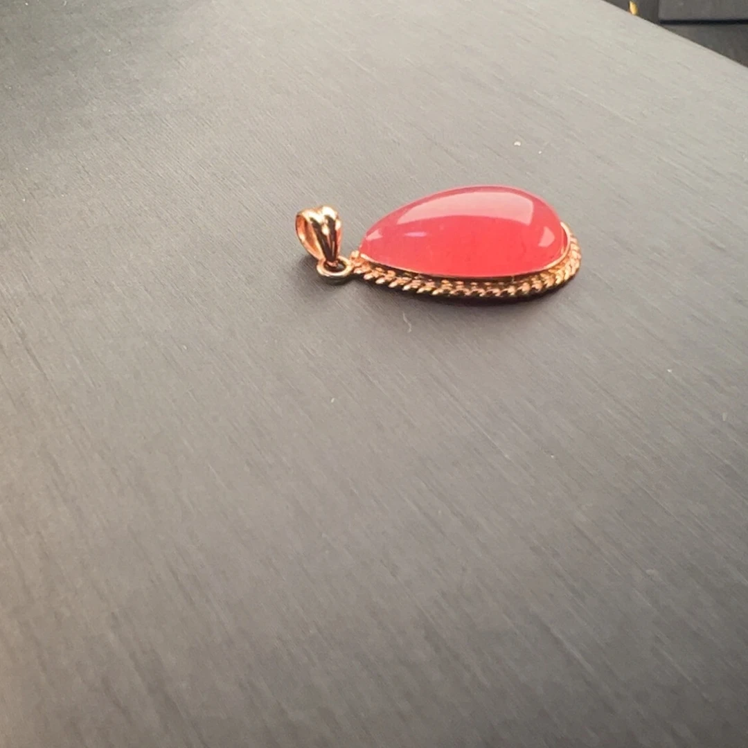 菱锰矿（红纹石）银S925镶嵌吊坠(不含链)