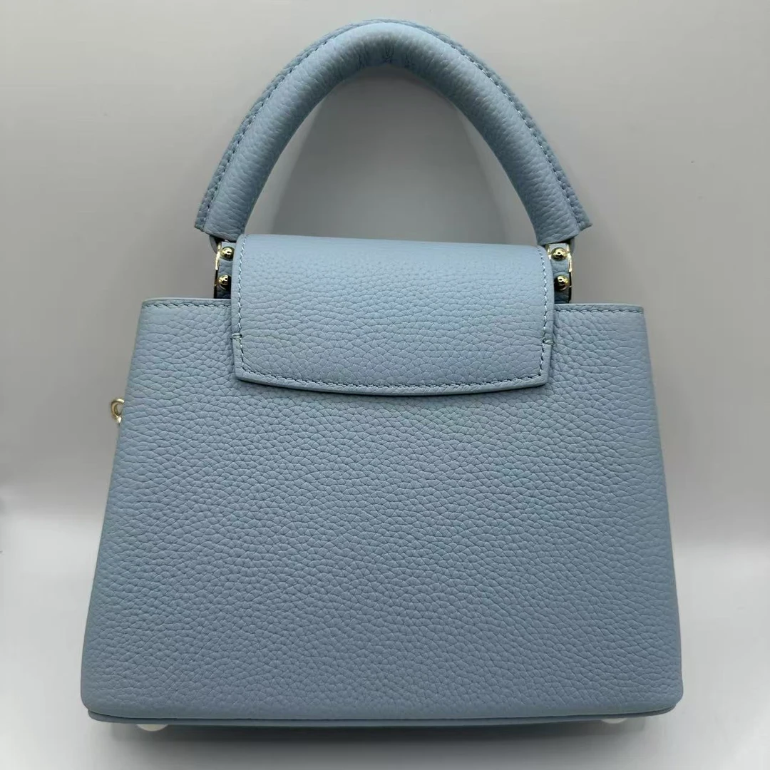 2025新款真皮女包蓝色蓝盖小