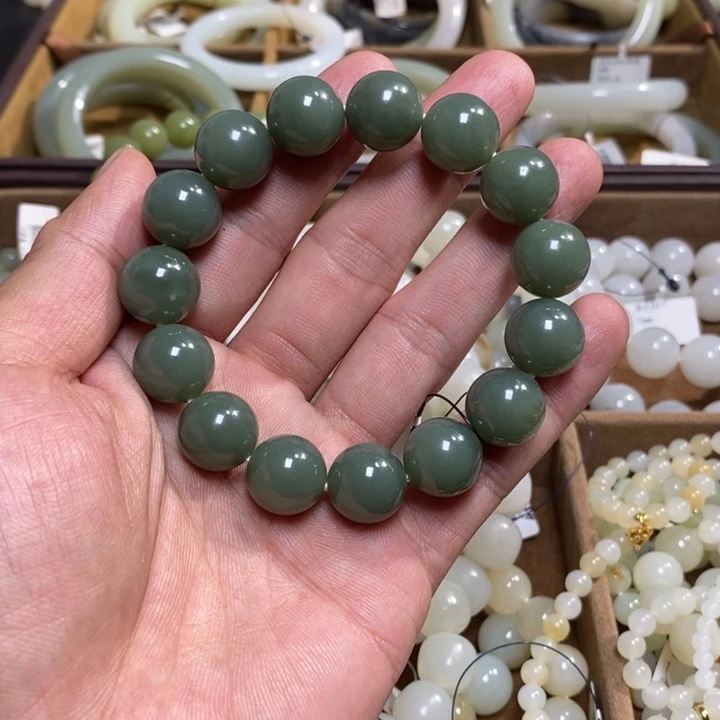 手链未镶嵌和田玉Y*N新疆若羌米兰青山流水圆珠手串