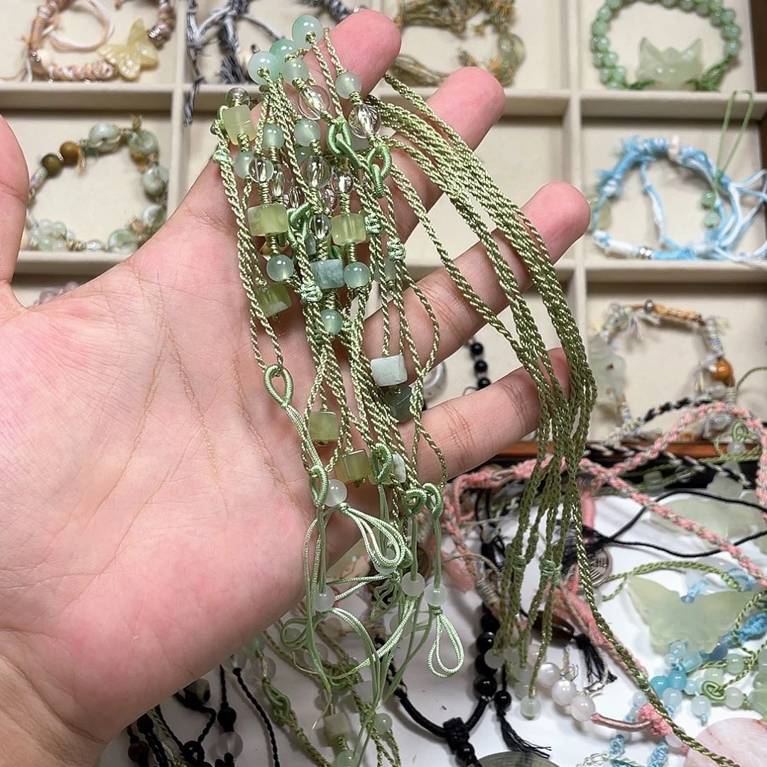 合金蛇纹石玉手链