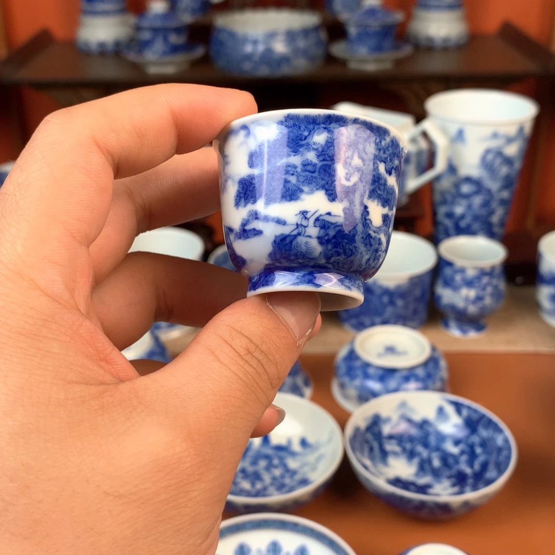 山水主人杯手工手绘