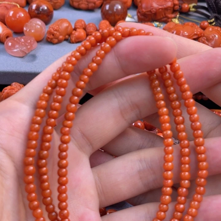 南红玛瑙多样性发一未镶嵌瓦西长链老型4.1mm