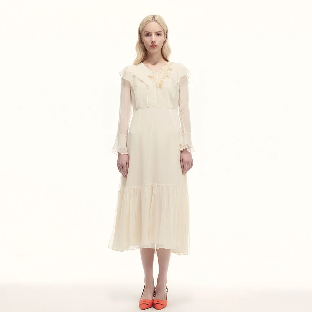 【100%桑蚕丝】Eachway/艺之卉商场同款优雅气质连衣裙EV11L04558