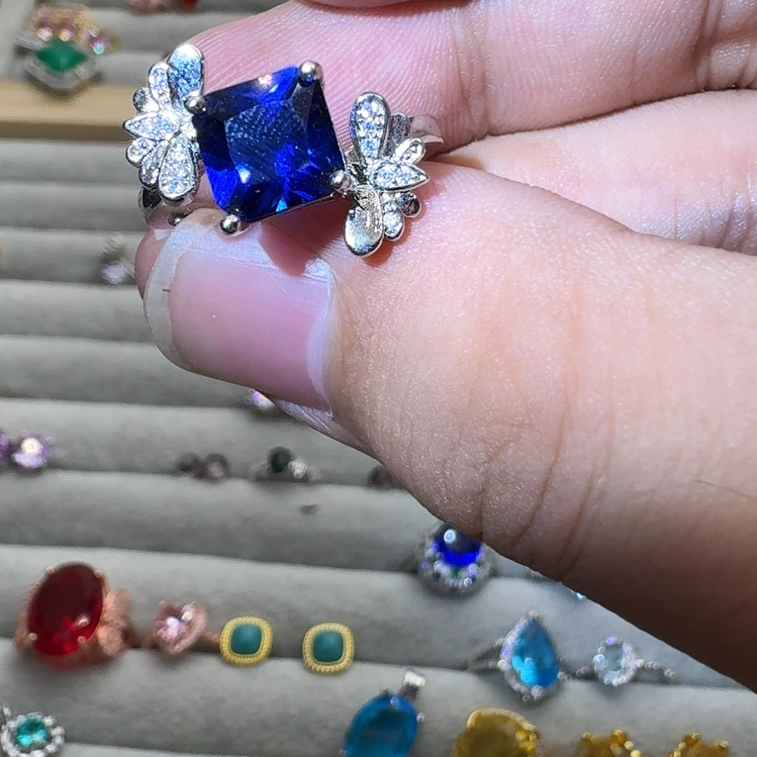 戒指水晶银S925镶嵌