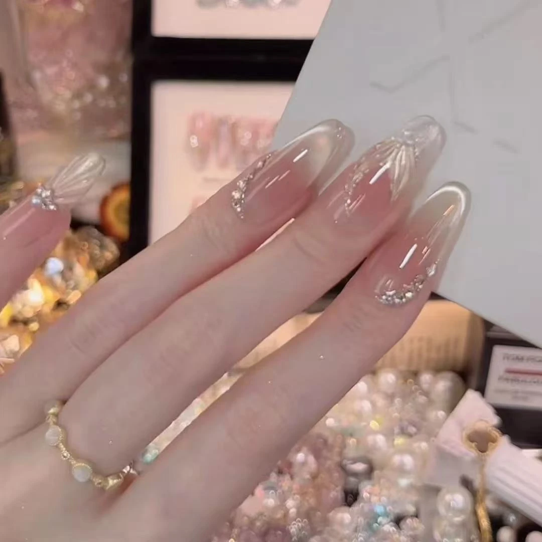 金枝玉叶- painted clear bow 纯手工穿戴甲 10片装MMM