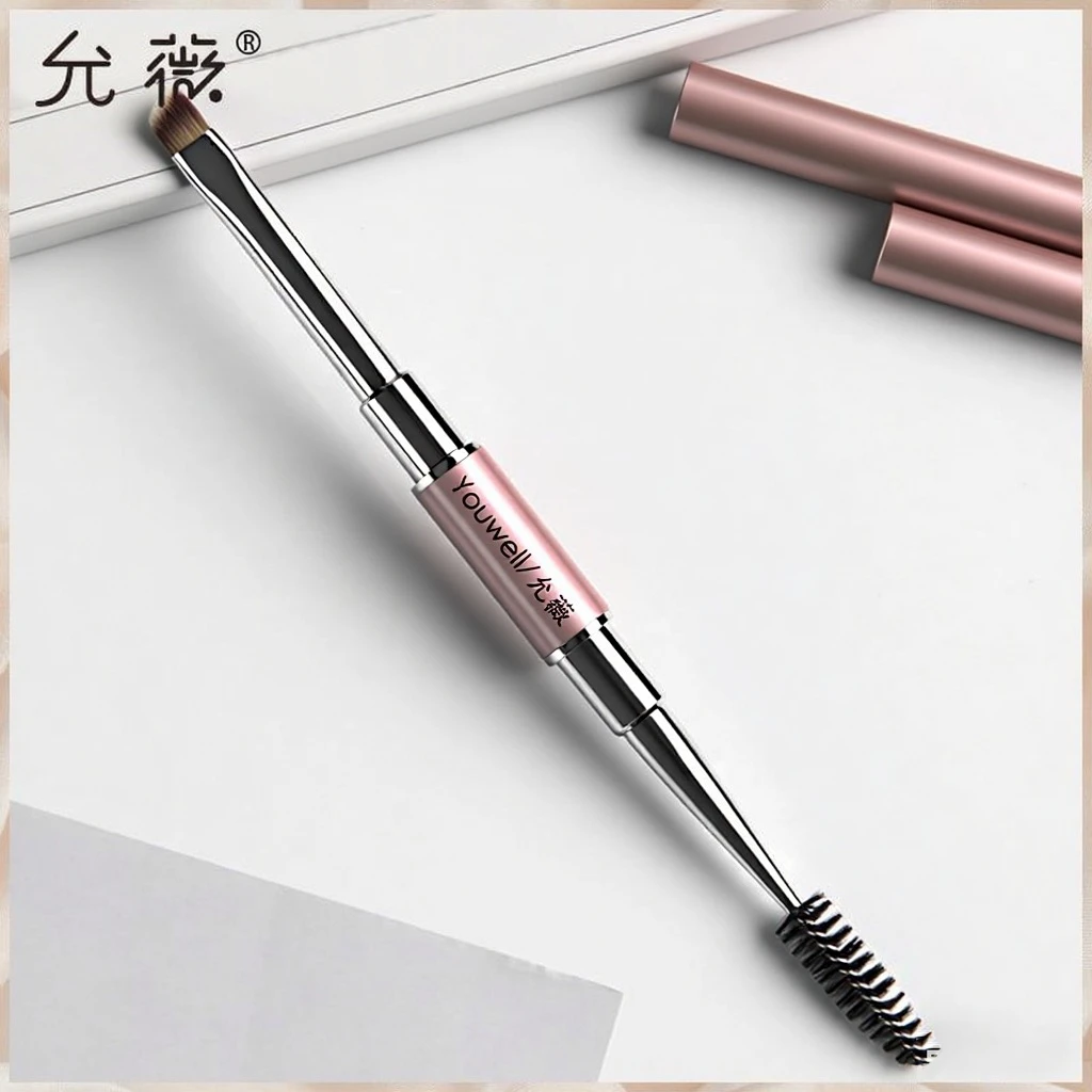 允薇双头眉刷睫毛刷便携一支装斜角硬头唇刷眉粉眉梳螺旋扫带盖子