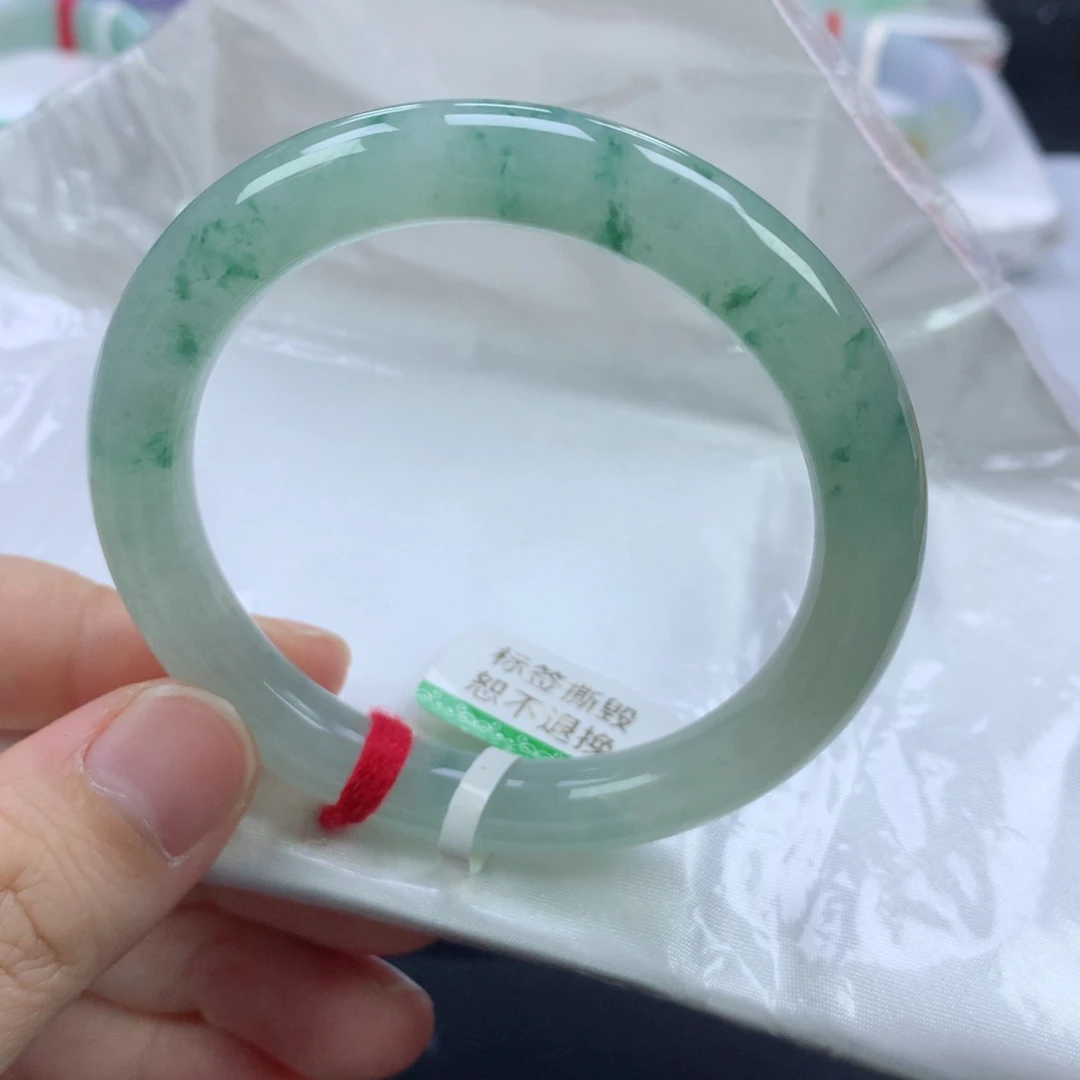 翡翠手镯未镶嵌缅甸天然翡翠手镯53圈口