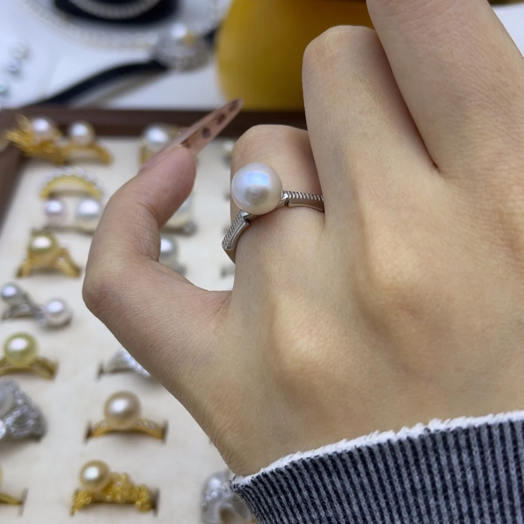 银S925镶嵌海水珍珠戒指