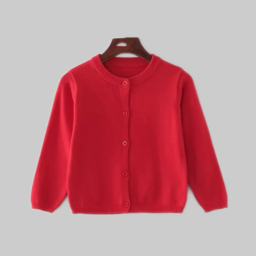 童针织衫年款喜庆红色棉线毛衣开衫