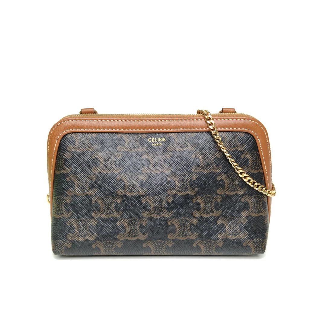 99新 Celine/思琳 小花Jerry活动 凯旋门贝壳包 Mini 链条包