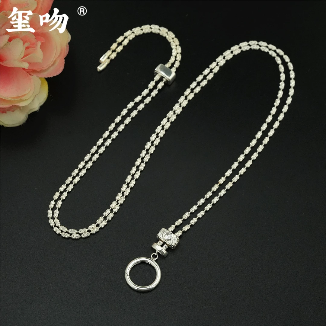 链子925银 【玺吻】s925银 经典百搭款米珠抽拉万能链（约80cm）