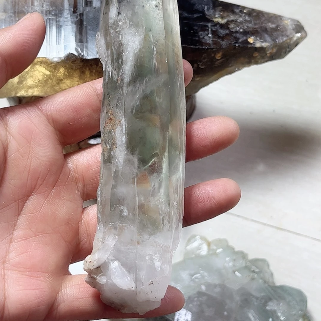 水晶天然水晶原石摆件未镶嵌皮*