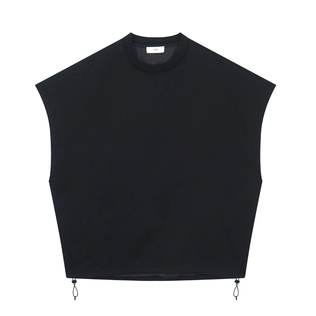 羊毛混纺下摆抽绳调节百搭马甲8509