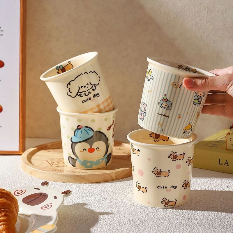 卡通手握咖啡杯女高颜值马克杯可爱拿铁杯陶瓷杯子家用喝水杯子yj