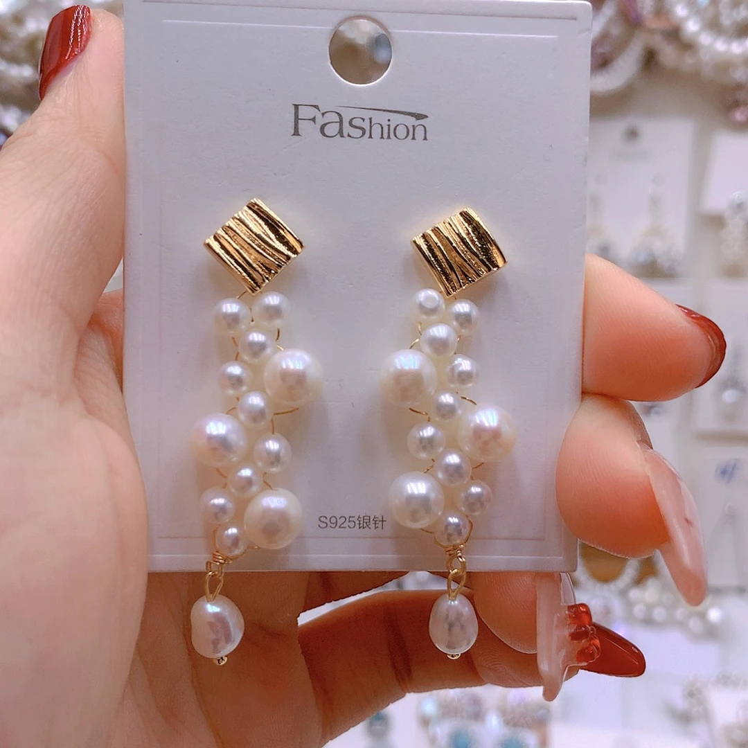 银S925镶嵌耳饰淡水珍珠