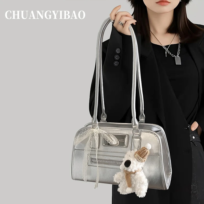 银色超火大容量腋下托特包包女2025新款夏季高级感小众设计手提包