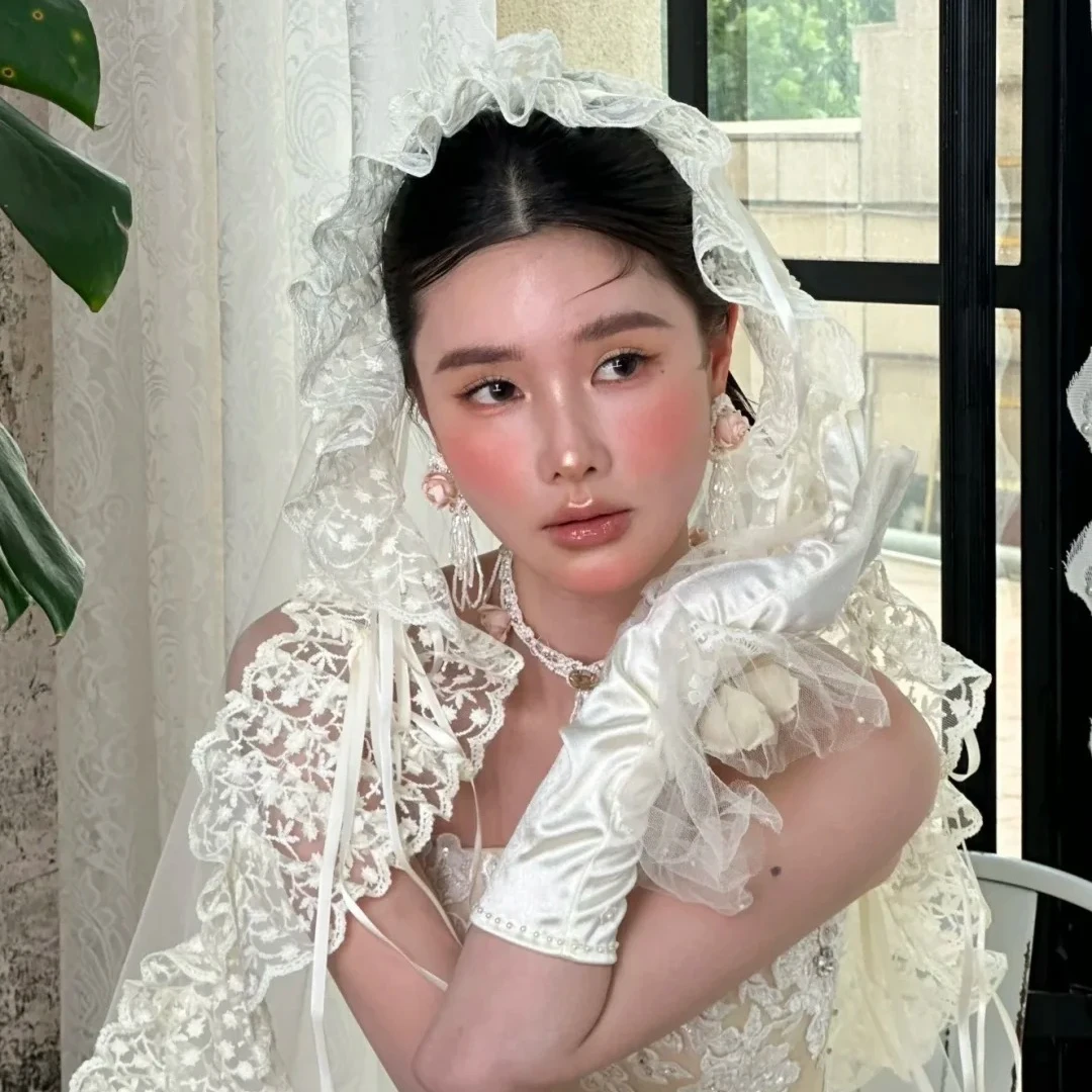 水舞R0456新娘头纱法式复古蕾丝蝴蝶结花边森系超仙大气高级婚纱