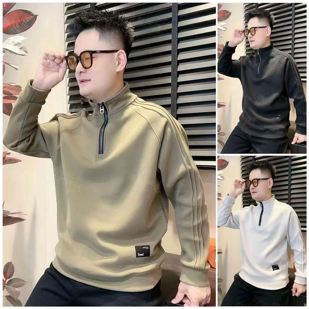 拼接加厚双面绒半高领卫衣冬季男士新款卫衣6698