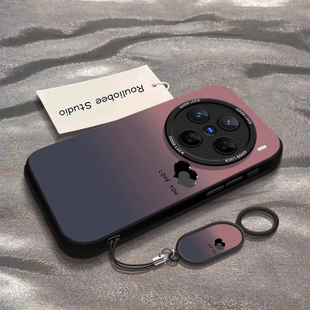 适用vivox300pro新款手机壳x200s硅胶x200ultra渐变爱心英文x100s