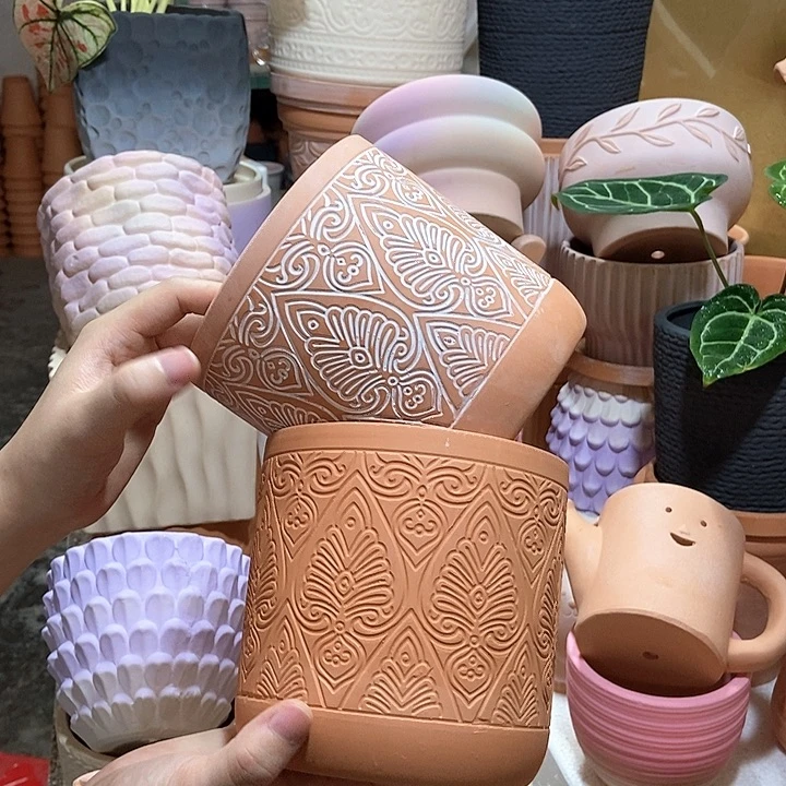 14×14几何直筒复古+红陶2个