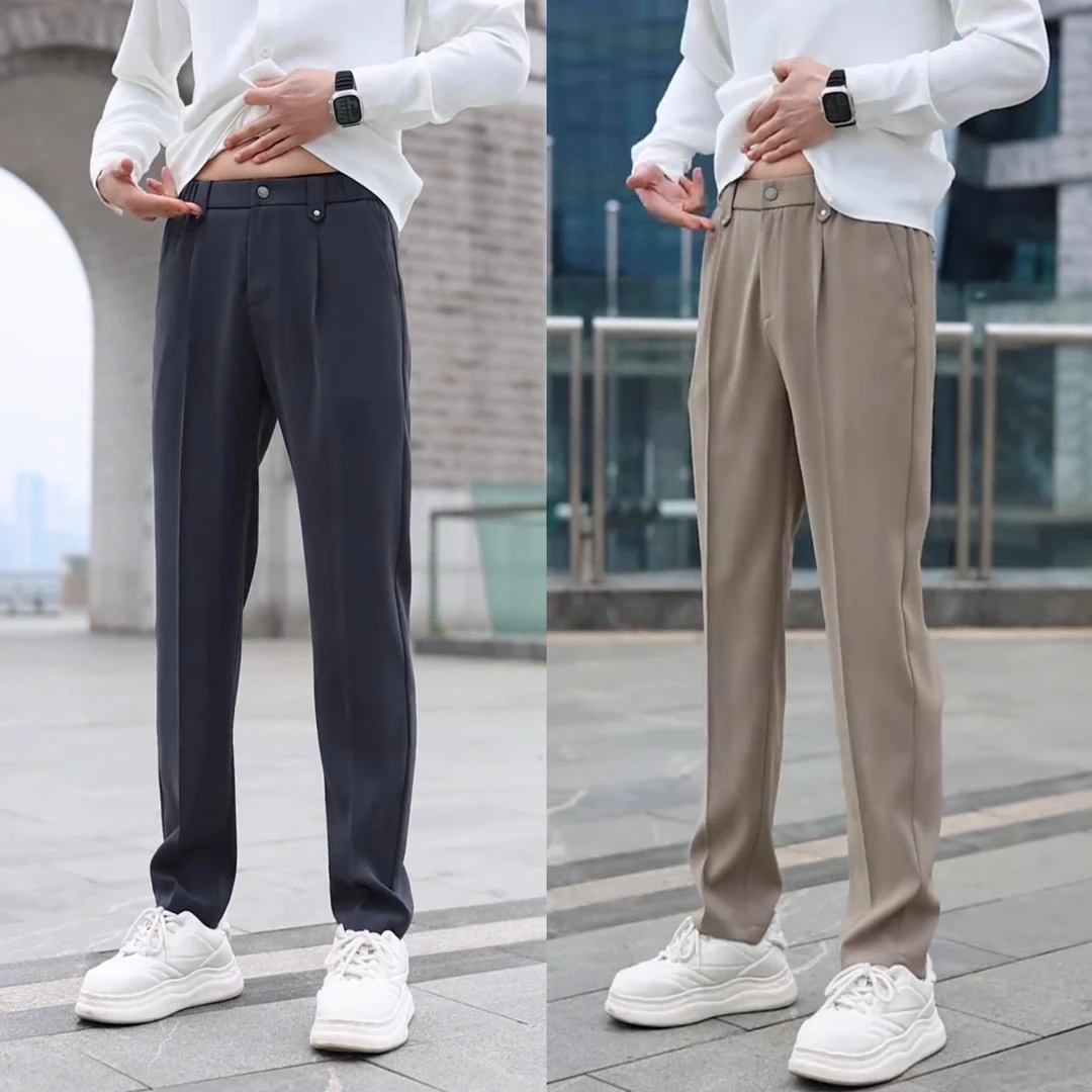 春季新款高档舒适垂感休闲西裤男高级感时尚宽松百搭抗皱直筒长裤