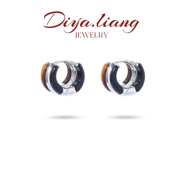 925银耳饰 梁雅帝七夕专属【三色圆环】美拉德复古重工时尚纯银耳饰