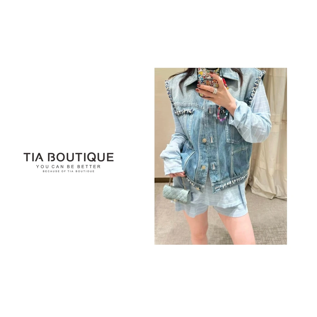 【25a 康鹏牛仔】顶版手工坊系列重工花呢狮子扣牛仔马甲上衣SY0193