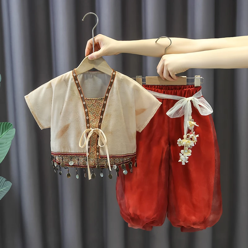 女童汉服中国风套装2025新款儿童民族风表演服宝宝夏季新中式唐装