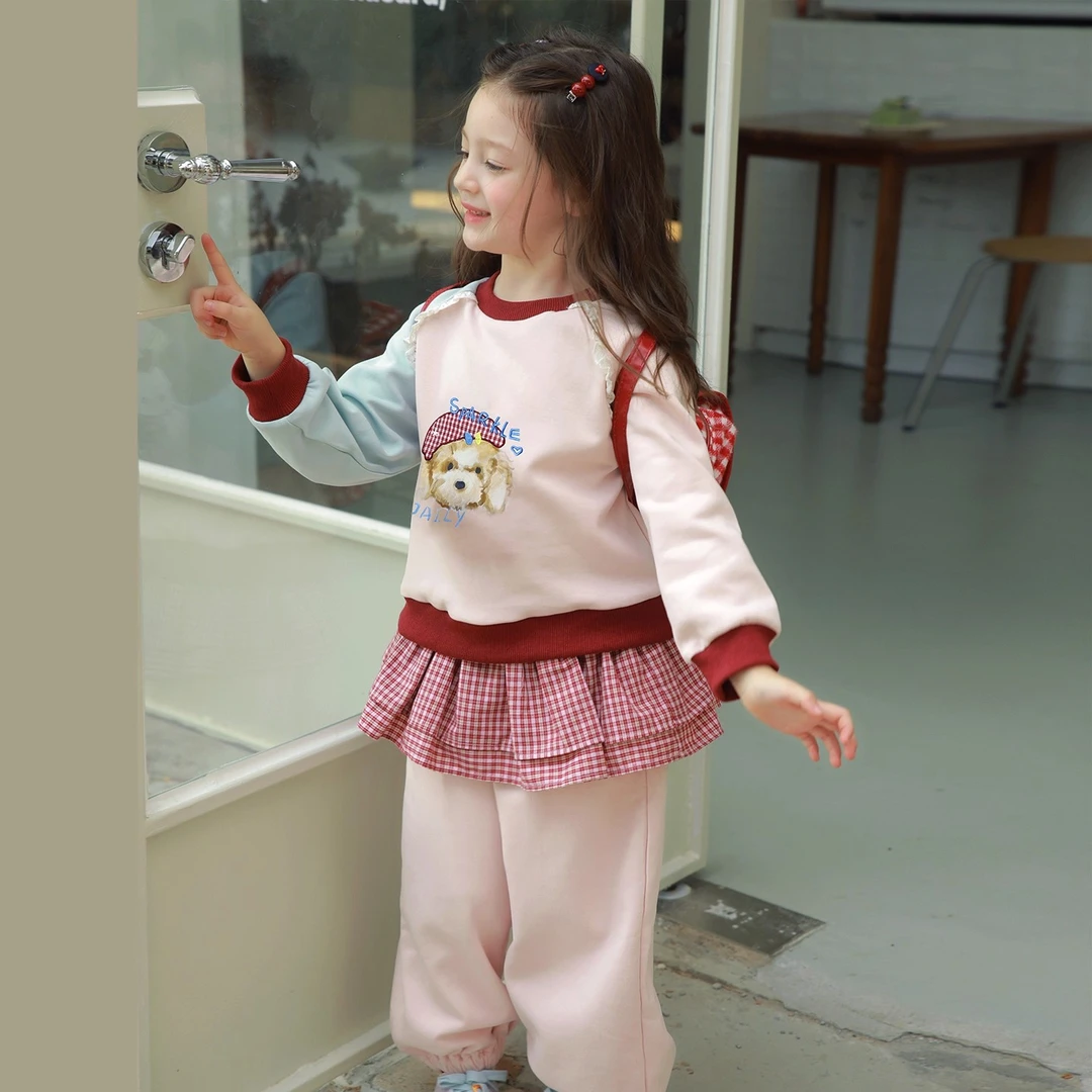 ASLN少女心满满~韩系柔雾粉乖乖女幼儿园实穿套装秋装2025新款