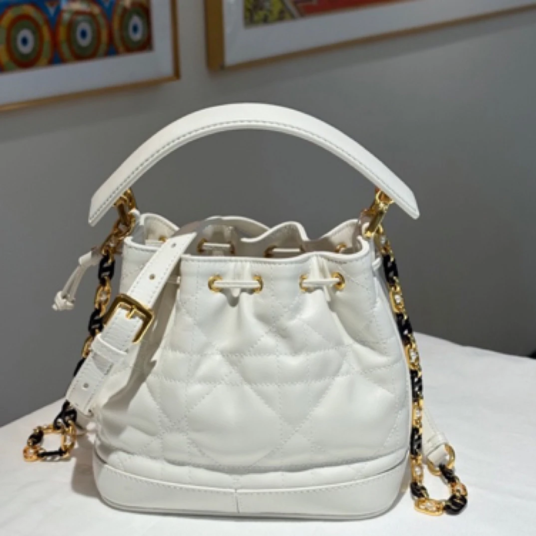 99新 DIOR/迪奥 Jolie白色 小水桶 牛皮/JW3897