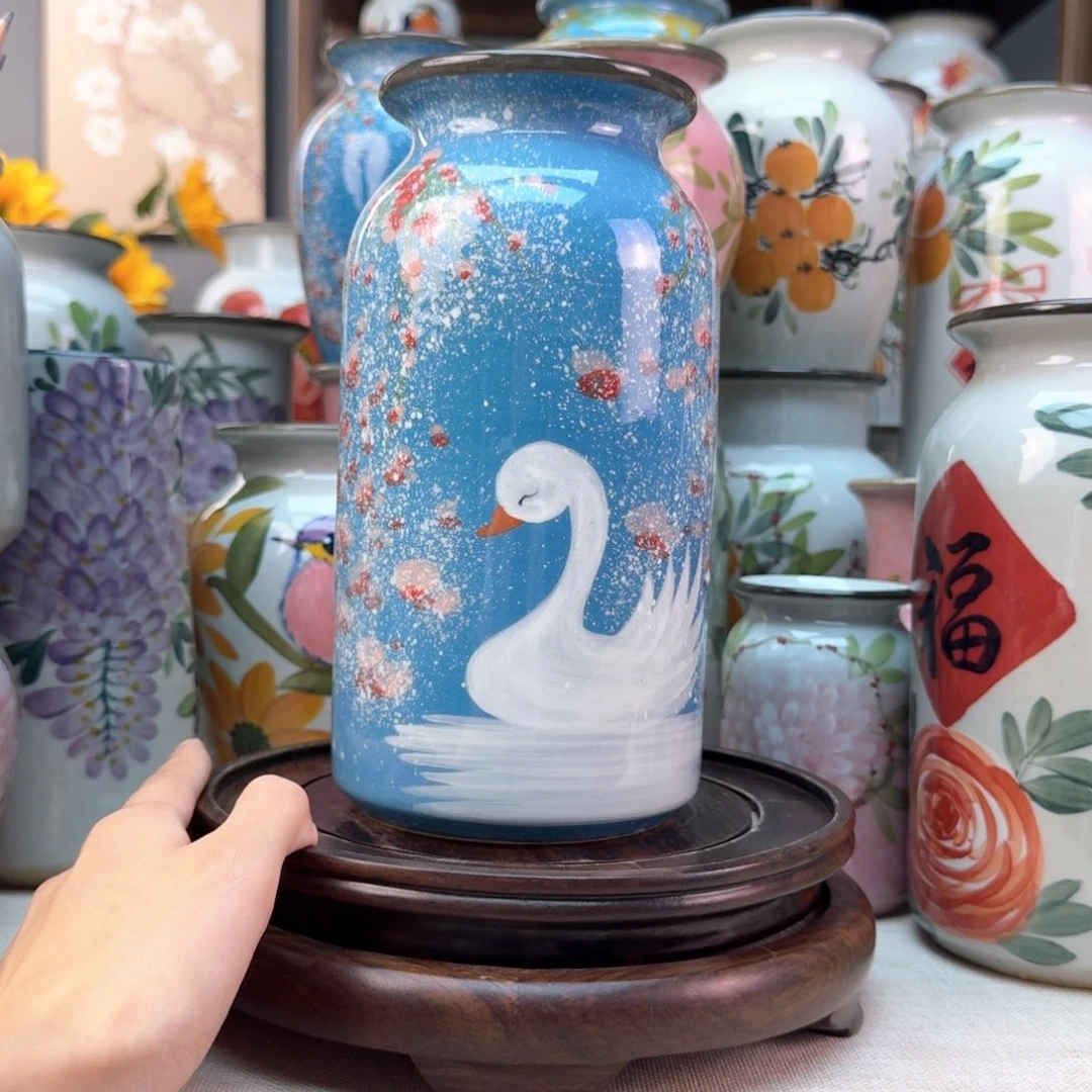 景德镇陶瓷手绘花瓶无孔