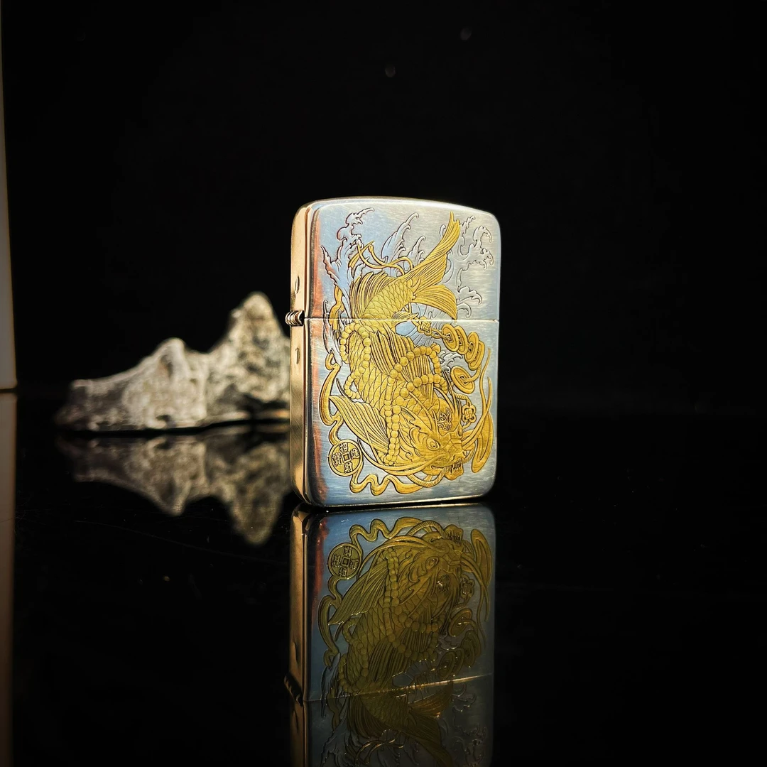 ZIPPO打火机正品DIY1941镀银鎏金年年有鱼/送礼收藏（阿峰）DYJ1