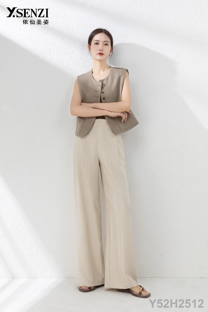 依仙圣姿2025夏季新款Y52H2512女裤松紧腰弹力百搭时尚A版阔腿裤