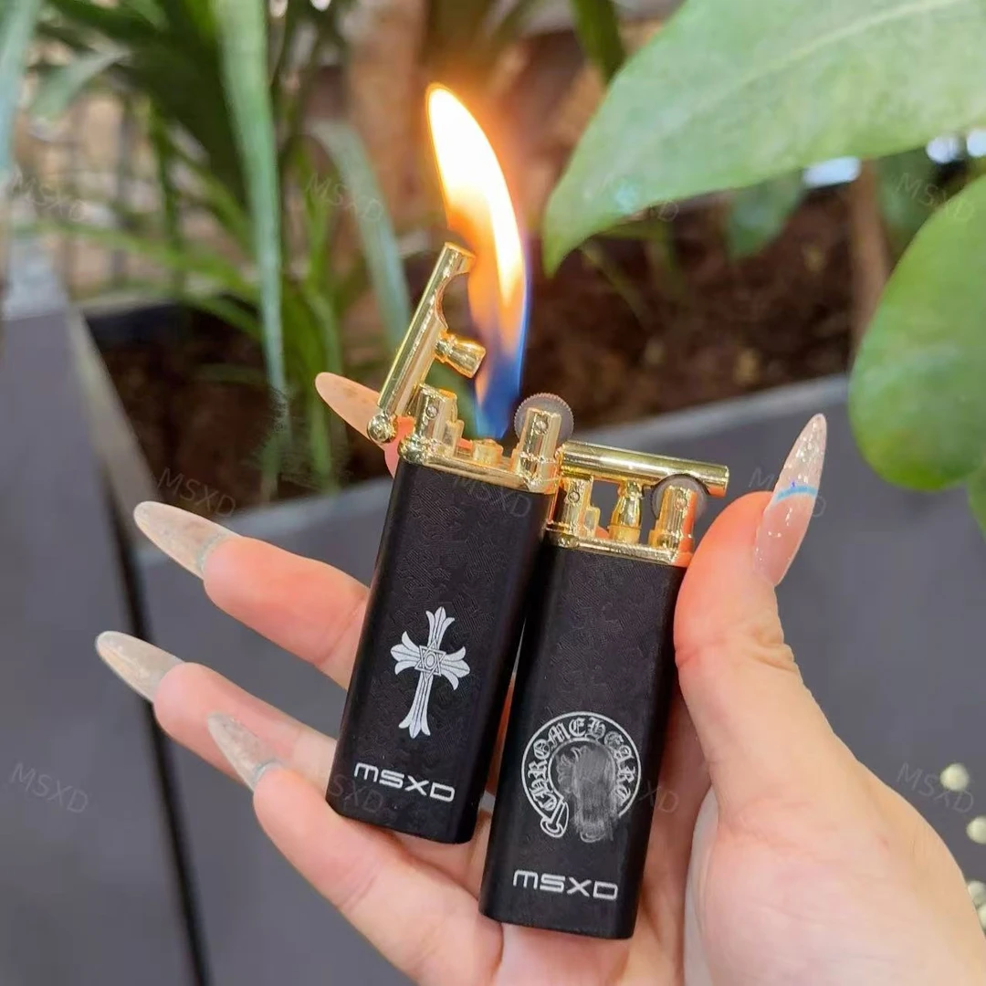 【简界】创意复古明火砂轮充气打火机高颜值小巧便携送男友礼物