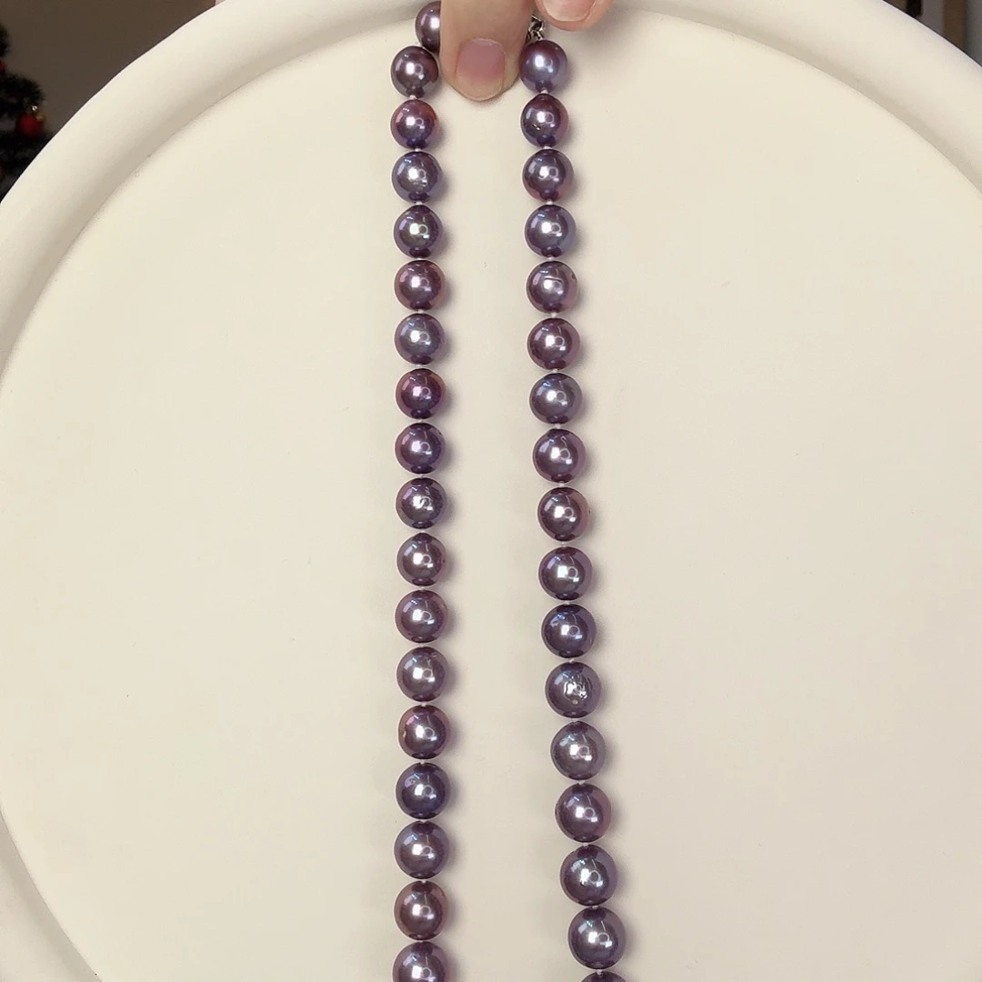 淡水珍珠颈饰银S925镶嵌紫珠项链sgys