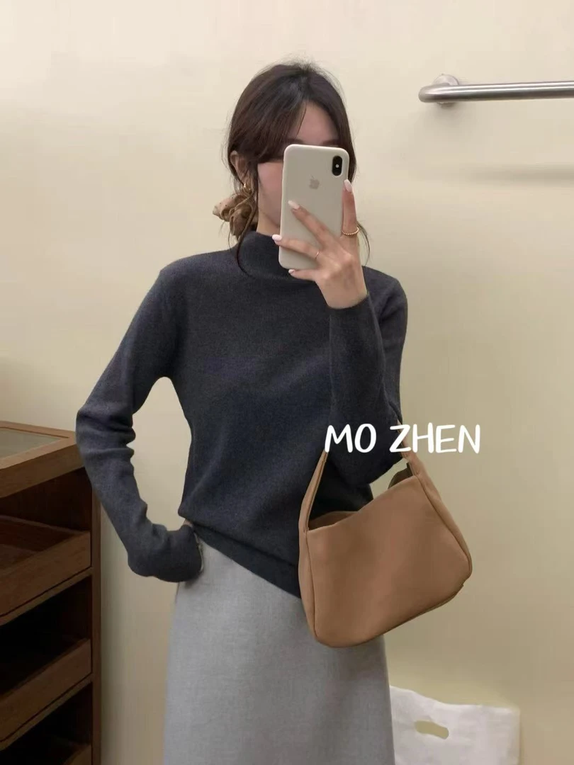 【百搭高领中领集合】2024年冬季新款时尚长袖经典修身打底毛衣 I珉