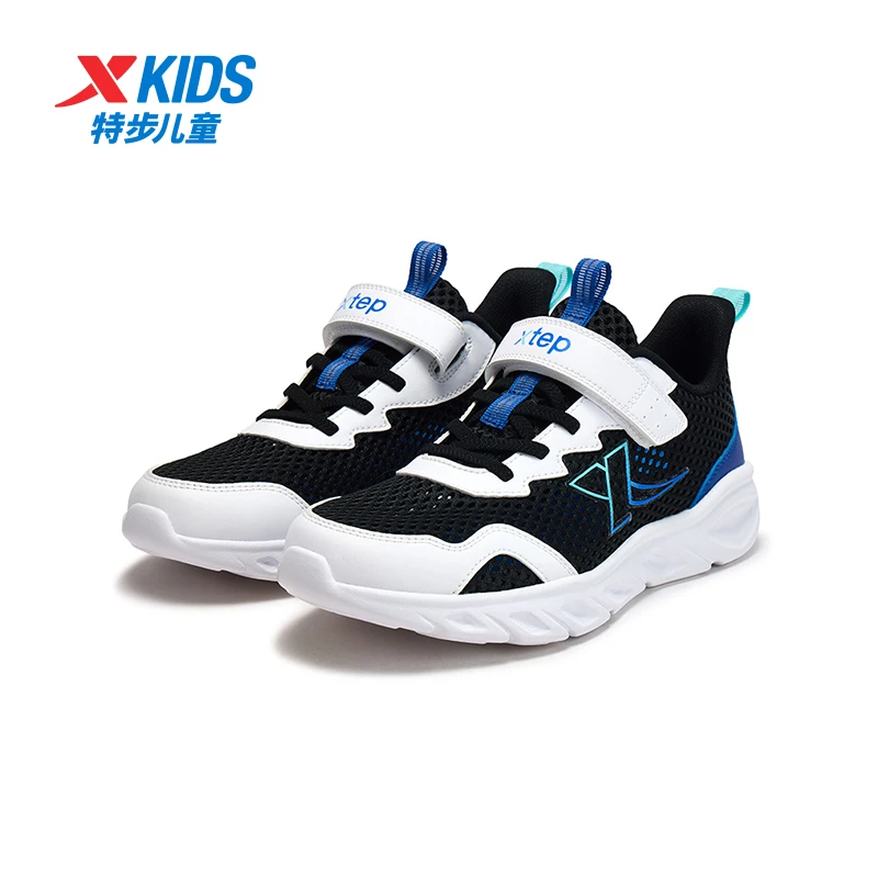 特步儿童夏季网面运动鞋中大童软弹透气魔术贴轻跑鞋675215119170