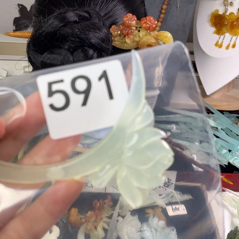 【闪购商品】岫玉发饰未镶嵌霞*?