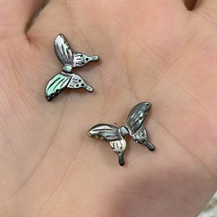 合金玛瑙/玉髓珠宝半成品一个大号黑蝶贝蝴蝶
