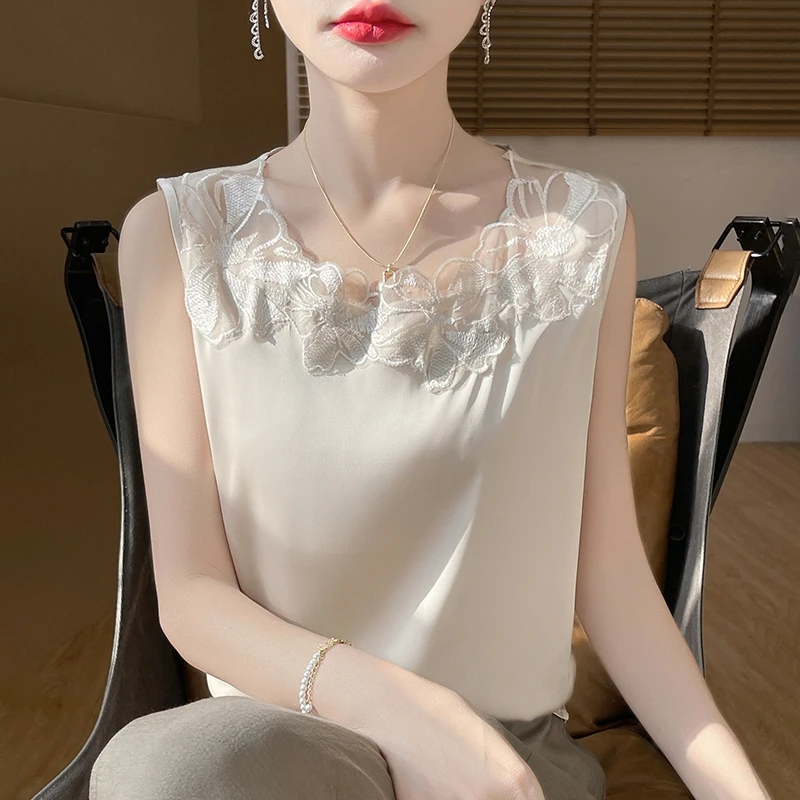 蕾丝花边无袖吊带背心打底气质外穿内搭西装内搭大码百搭上衣女装