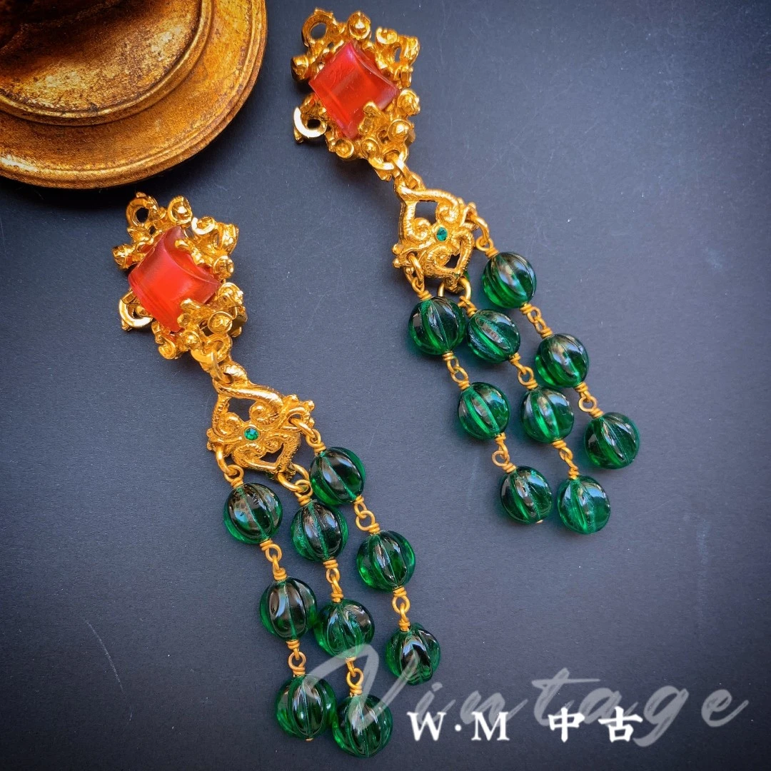 铜合金耳饰 W·M中古-Gavilane(法)扫肩耳夹