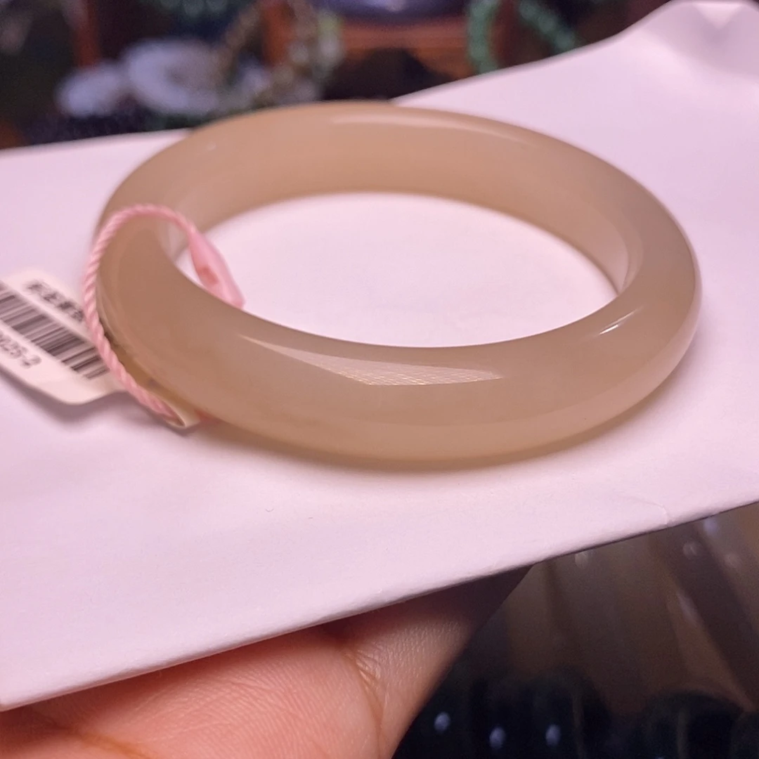 和田玉未镶嵌颈饰藕粉老熟料红粉收藏手镯56.5