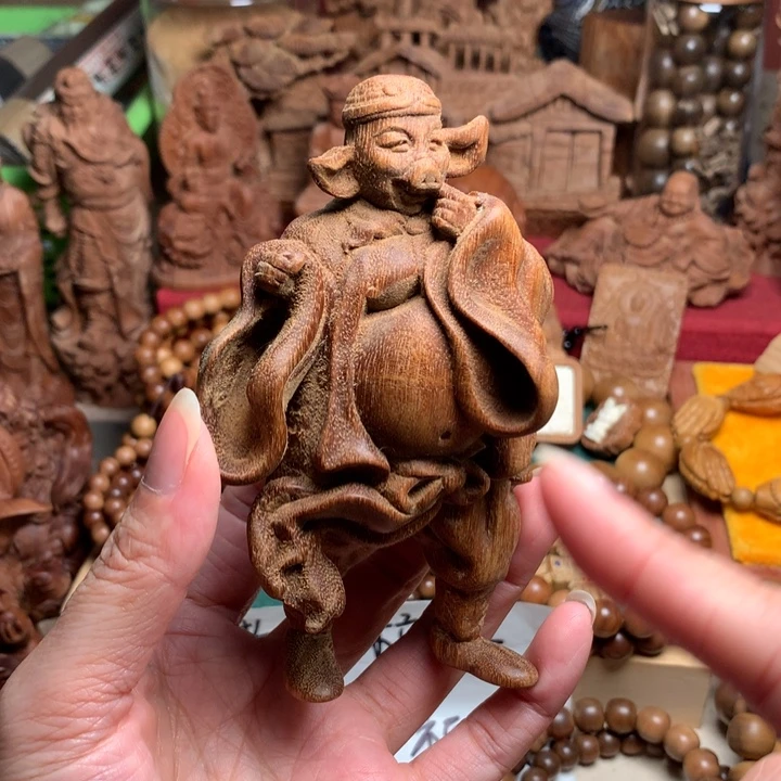 把件檀香木老山檀猪八戒瑕疵