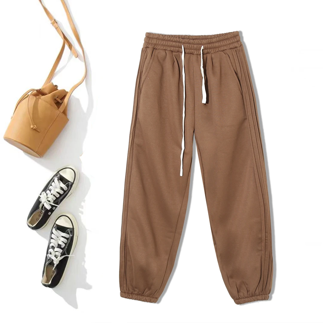 高级感爆款时尚百搭设计感束脚纯色女舒适潮流保暖休闲卫裤1F536