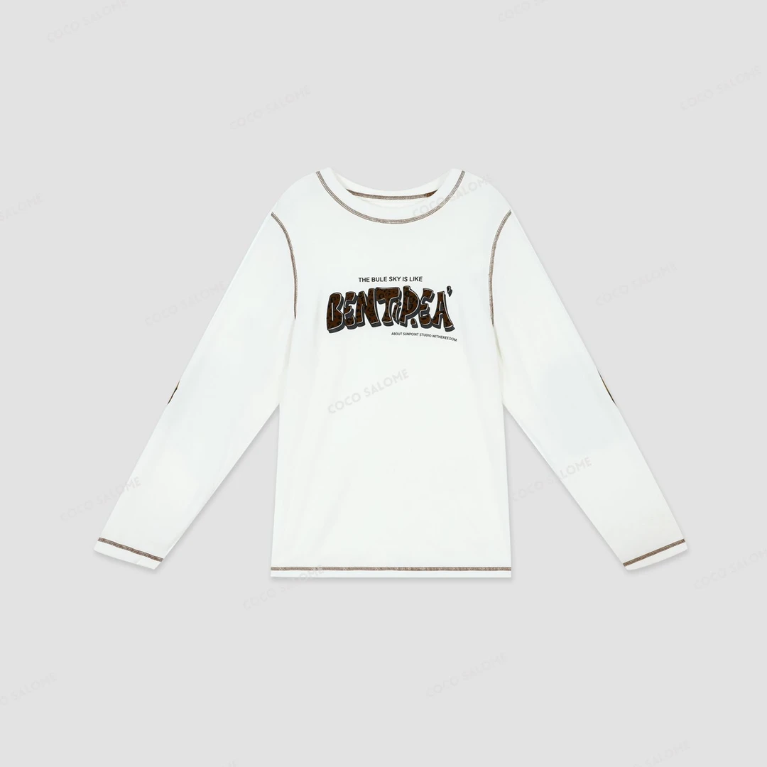 安安推荐【豹纹打底】280g豹纹补丁简约百搭圆领T恤BY24D50802-CX