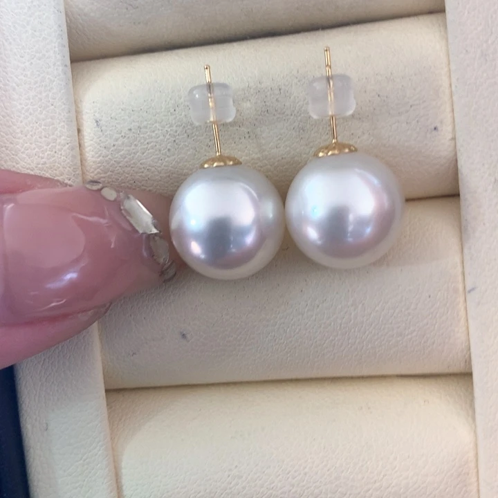 18K金镶嵌耳饰海水珍珠