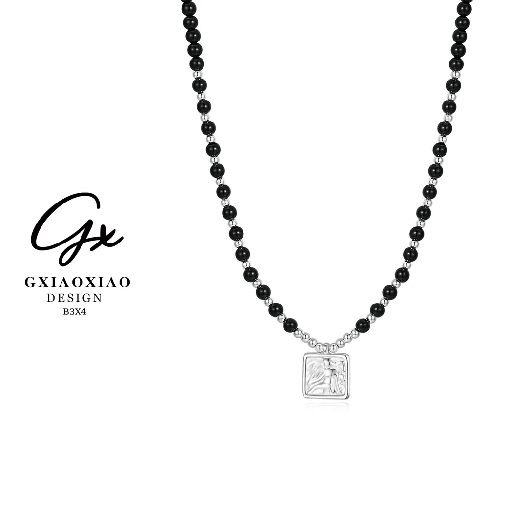 G XIAOXIAO 镀K金 复古气质时尚高级感方块几何项链 B3X4
