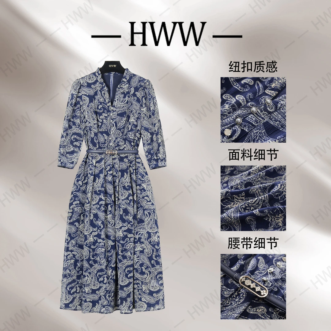 【赫尔温】设计款宝石蓝时尚收腰显瘦连衣裙DHZFF50479