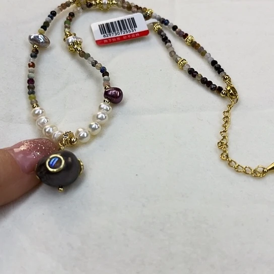 淡水珍珠银S925镶嵌项链