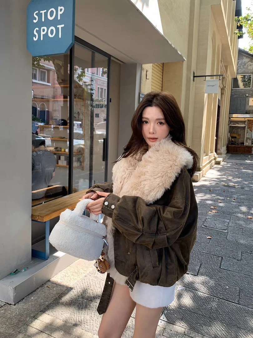 2025时尚厚款翻保暖修身韩版免洗气质女装加厚百搭显瘦小个子秋冬